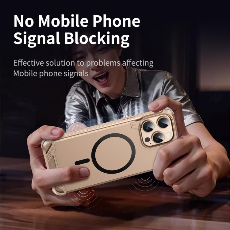 Estuche para Teléfono R-Just RJ63 con Aroma Mecha y Magsafe sin Marco para iPhone 16 Plus (Dorado del Desierto)