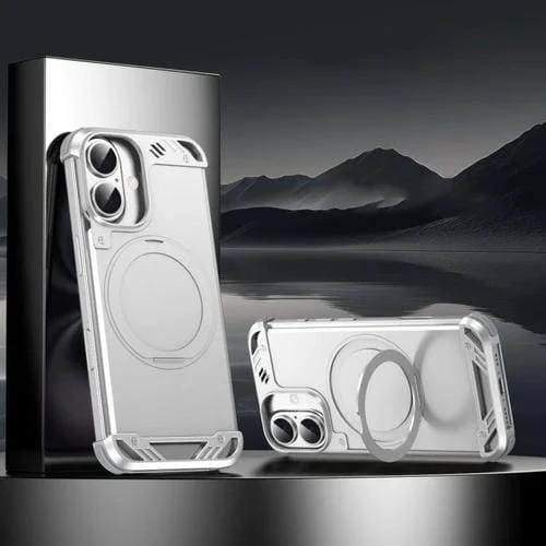 Estuche para Teléfono R-Just RJ63-1 con Soporte Magsafe sin Marco para iPhone 16 Plus (Plateado)