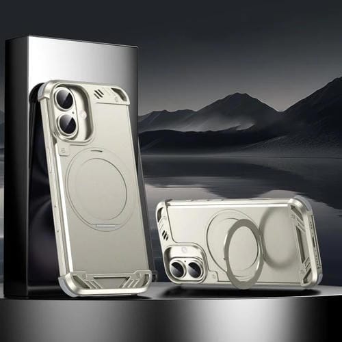 Estuche para Teléfono R-Just RJ63-1 con Soporte Magsafe sin Marco para iPhone 16 Plus (Titanio)