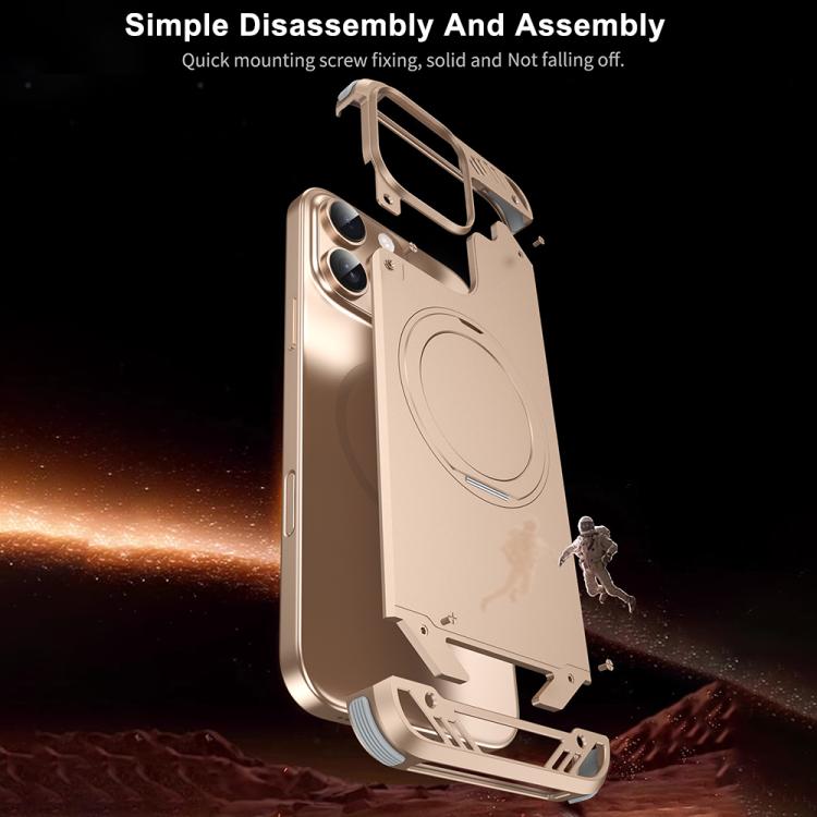 Estuche para Teléfono R-Just RJ63-1 con Soporte Magsafe sin Marco para iPhone 15 Pro Max (Titanio)