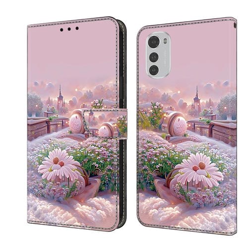 Funda de Cuero Pintada a Mano para Motorola Moto E32 (Jardín)