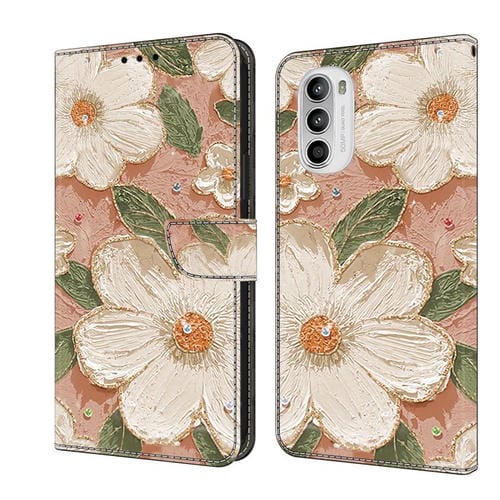 Funda de Cuero Pintada a Mano para Motorola Moto G52 (Girasol)