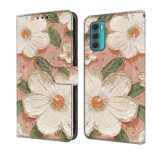 Funda de Cuero Pintada a Mano para Motorola Moto G60 (Girasol)