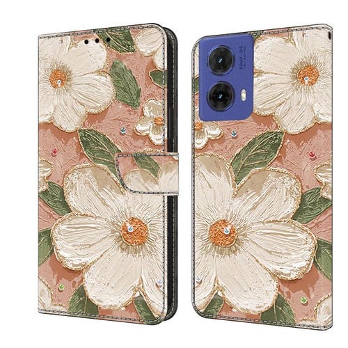 Funda de Cuero Pintada a Mano para Motorola Moto G85 (Girasol)