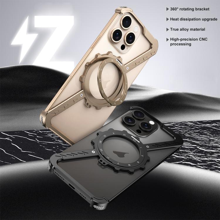 Funda para Teléfono iPhone 14 Magsafe Soporte 360 Metal sin Marco en Forma de Z (Plata Espacial)