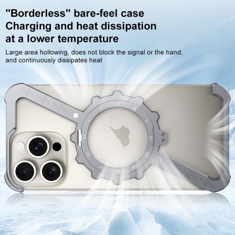 Funda para Teléfono Metal iPhone 16 Plus Magsafe Soporte 360 Sin Marco (Plata Espacial)