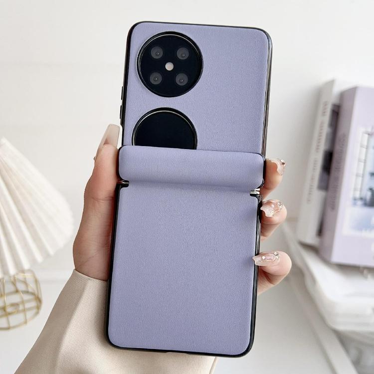 Funda de Cuero Huawei Pocket 2 con Textura Sólida y Eje Magnético (Morado)