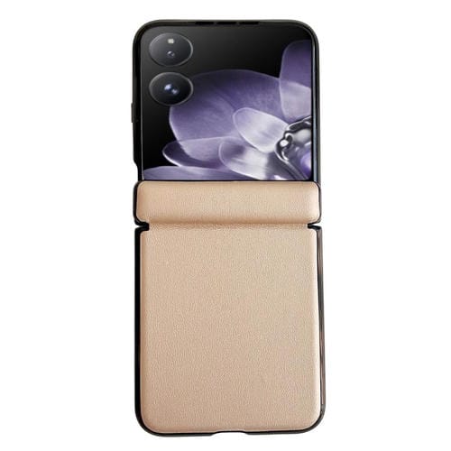Funda de Cuero con Textura de Color Sólido y Eje Magnético Integrado para Xiaomi Mix Flip (Dorado)