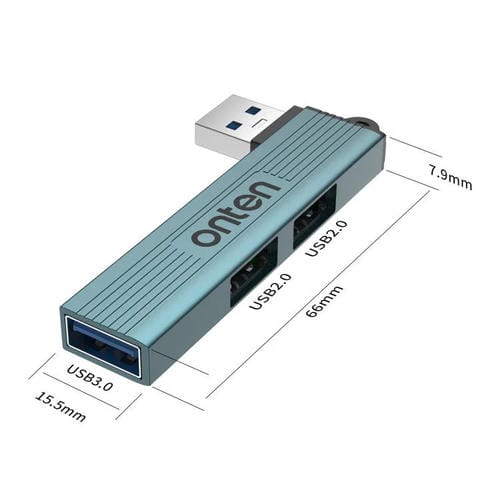 Concentrador USB 3.0 3 en 1 Onten US51 Función de Expansión de Puertos (Verde Pino)