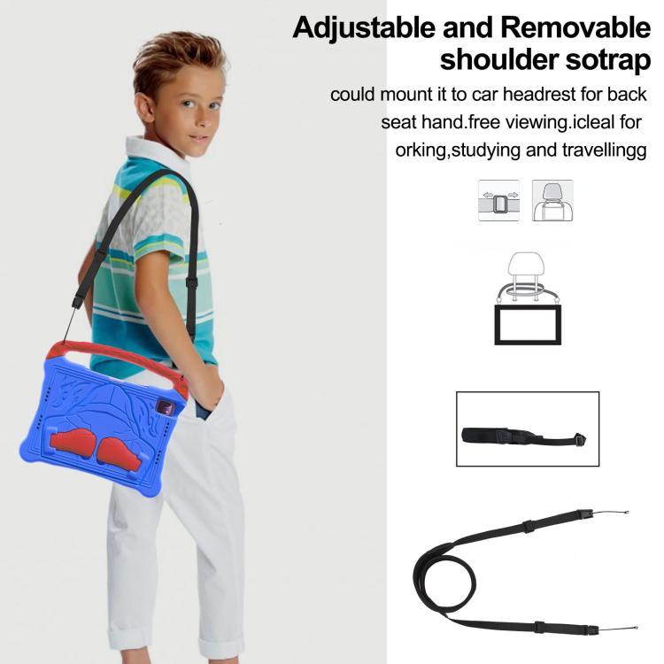 Funda para iPad 10.ª Generación 10.9 2022 Soporte Goma Eva a Prueba de Golpes Correa Hombro (Azul y Rojo)