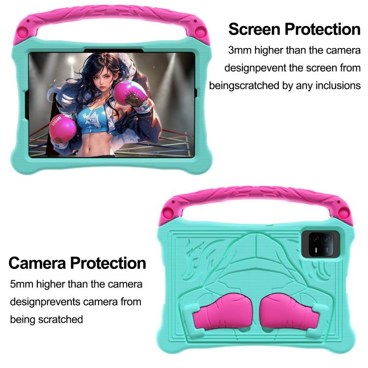 Funda para Tableta a Prueba de Golpes de Eva con Soporte y Correa para El Hombro para Xiaomi Pad 6/6 Pro Boxing Series (Rosa Menta y Rojo)