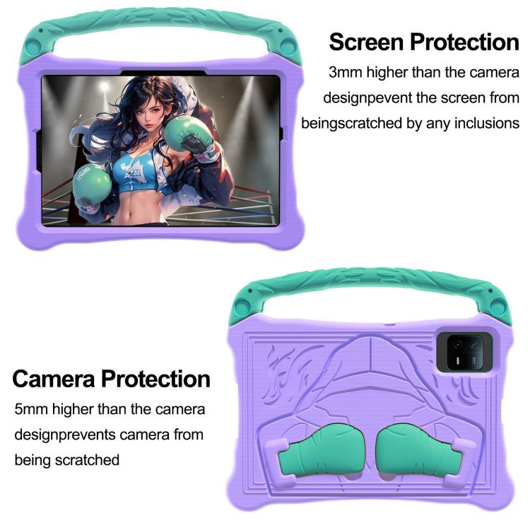 Funda para Tableta a Prueba de Golpes de Eva con Correa para El Hombro y Soporte para Xiaomi Pad 5/5 Pro Boxing Series (Morado y Menta)