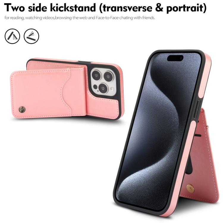 Funda para iPhone 15 Pro Max Awquer Cuero con Tapa Vertical para Tarjetas y Soporte (Oro Rosa)