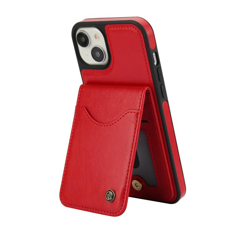 Funda para iPhone 14/13 Awquer Cuero con Tapa Vertical Tarjetas y Soporte (Rojo)