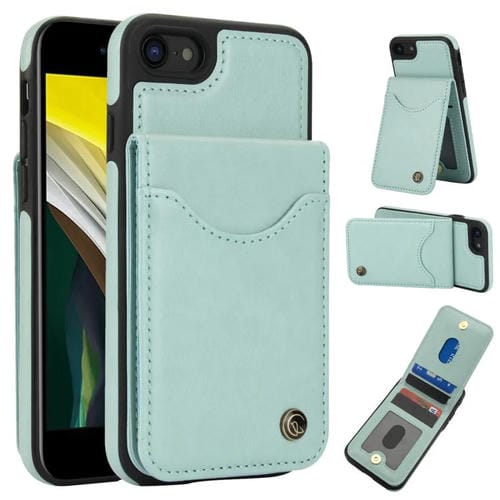 Funda de Cuero Awquer para iPhone 7/8/Se 2022 con Tapa Vertical Tarjetero y Soporte (Verde)