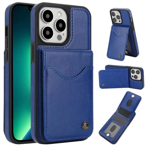 Funda para iPhone 13 Pro Max Awquer Cuero con Tapa Vertical Tarjetas y Soporte (Azul)