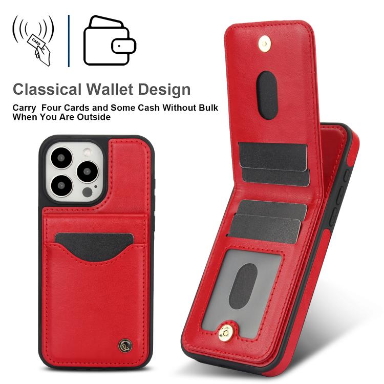 Funda para iPhone 11 Pro Max Awquer Cuero Tapa Vertical Tarjetas Soporte (Rojo)