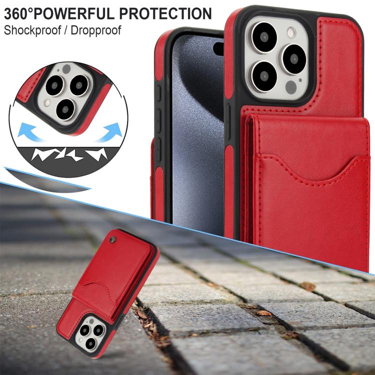 Funda para iPhone 11 Pro Max Awquer Cuero Tapa Vertical Tarjetas Soporte (Rojo)