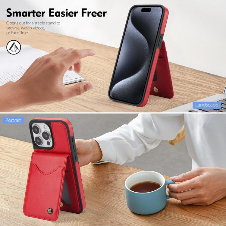 Funda para iPhone 11 Pro Max Awquer Cuero Tapa Vertical Tarjetas Soporte (Rojo)
