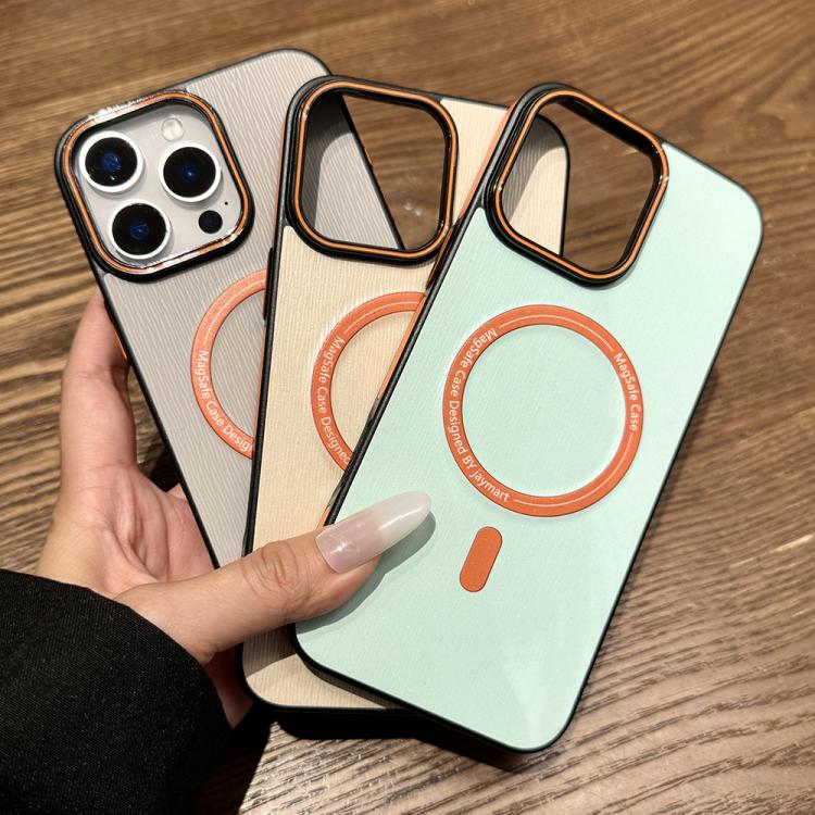 Funda para Teléfono Madera Imitación Magsafe para iPhone 14 (Cian Claro)