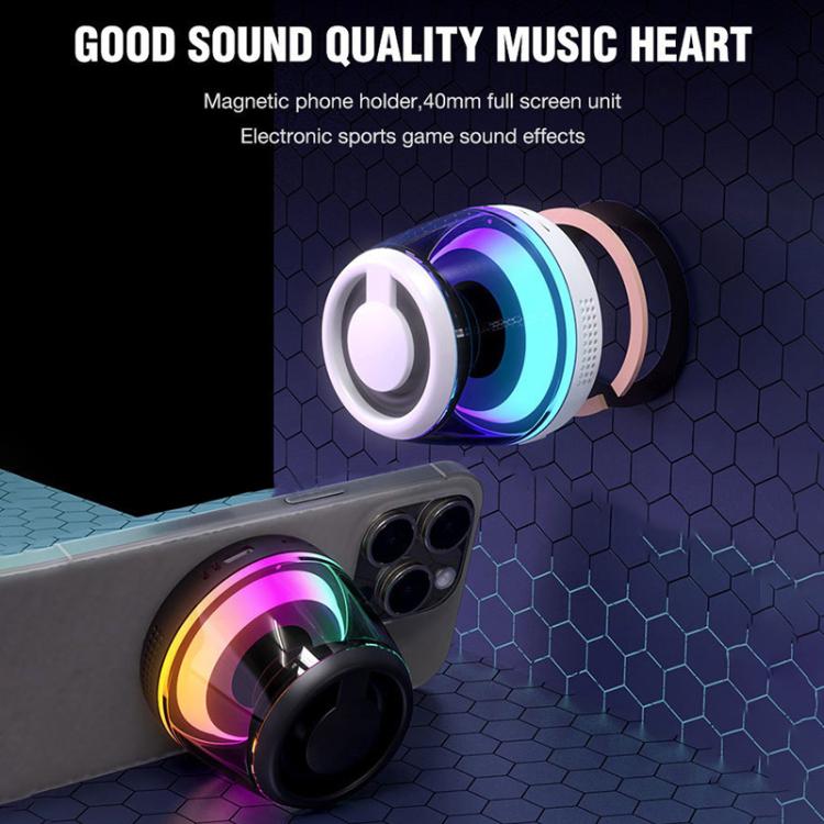 Altavoz Bluetooth Inteligente M2 con Luz RGB, Altavoz Magnético y Soporte para Teléfono (Blanco)