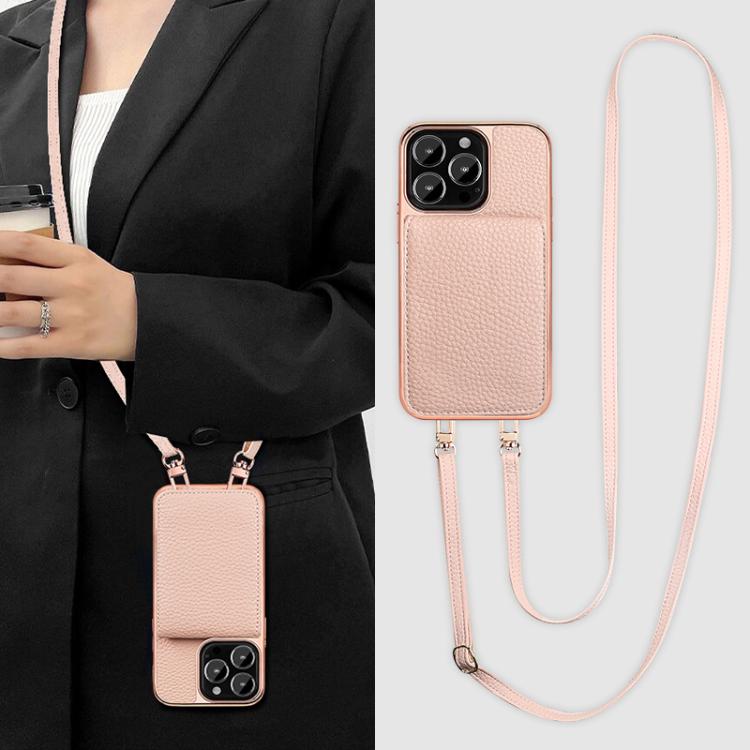 Funda de Teléfono Tipo Billetera Vietao Textura de Lichi Cordón de Pu para iPhone 14 (Blanco)