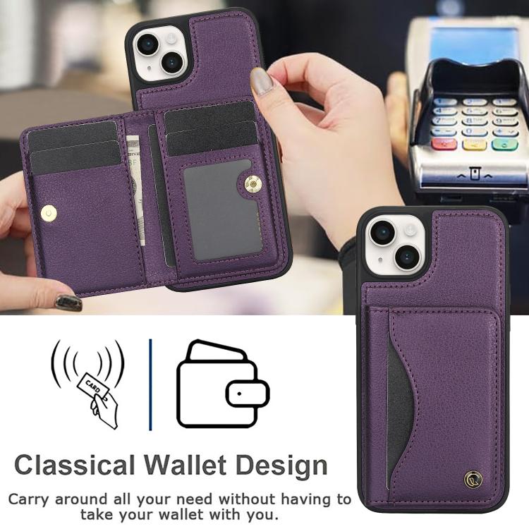Funda de Cuero con Tapa Horizontal Awquer para iPhone 11 con Tarjetero (Morado Oscuro)