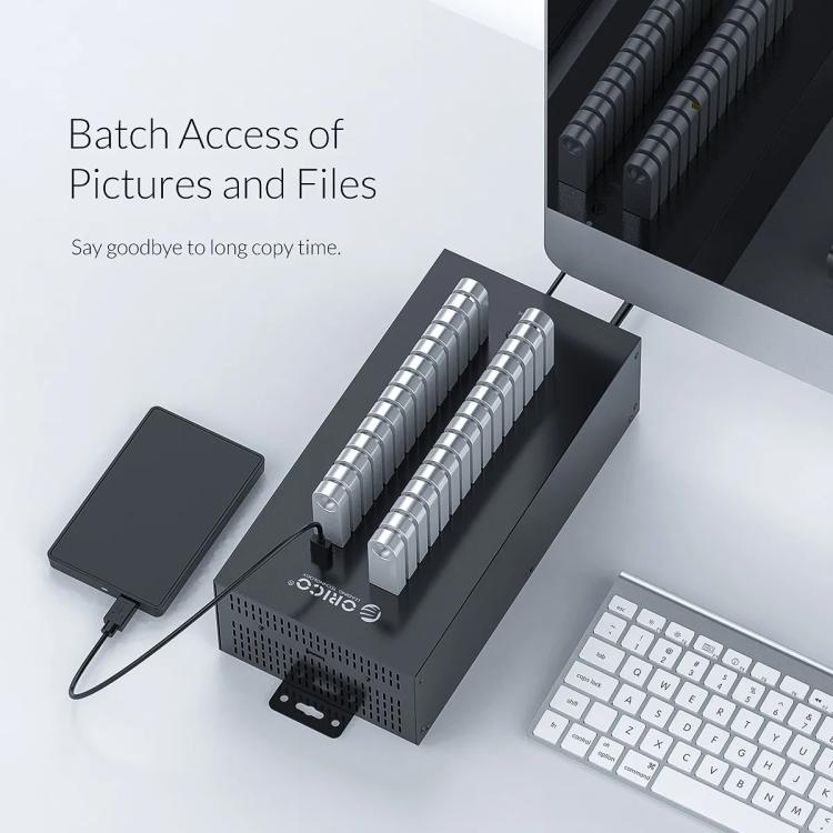 Concentrador USB 2.0 Orico IH30P de Grado Industrial de 30 Puertos con Enchufe de EE.UU (Negro)