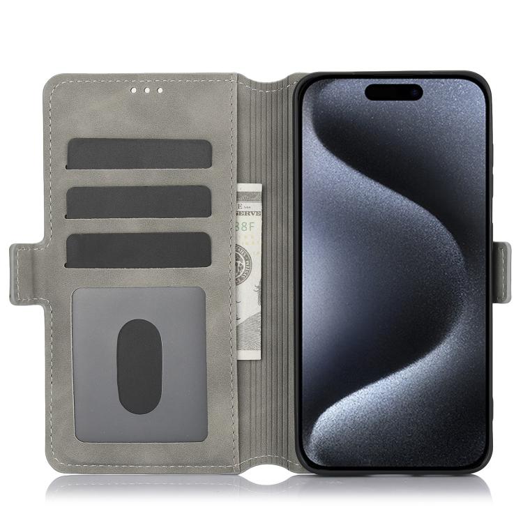 Funda de Cuero iPhone 12 Mini con Relieve Mariposa y Flor de Amor (Gris)