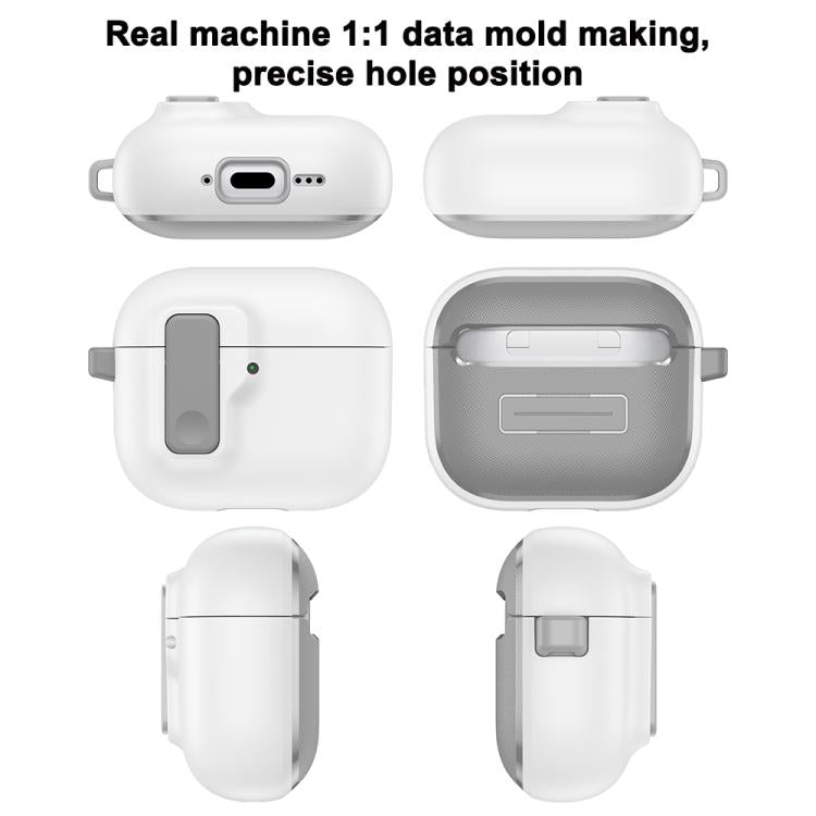 Funda Protectora para Auriculares Bluetooth Airpods Pro Bloqueo Automático (Blanco)