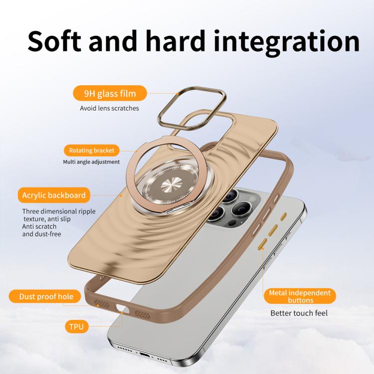 Funda para Teléfono iPhone 14 Pro Max Soporte Magsafe Diseño Ondas (Dorado del Desierto)