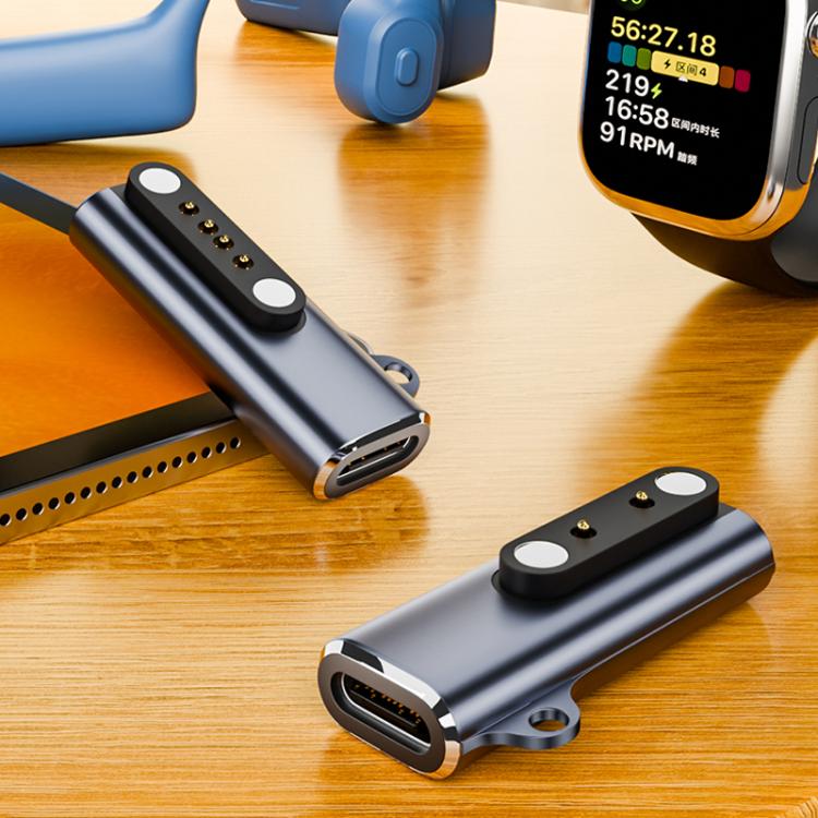 Adaptador Convertidor Usb-C Tipo-C para Auriculares Conducción Ósea y Reloj Inteligente Interfaz 4 Pines (Negro)