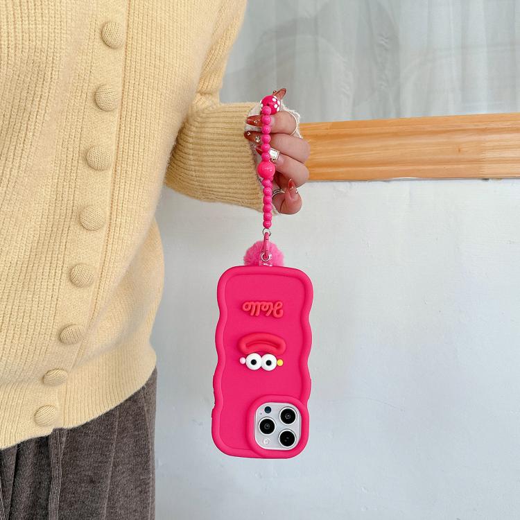 Funda TPU iPhone 11 Pro Forma Boca de Salchicha Cadena Cuentas (Rosa)