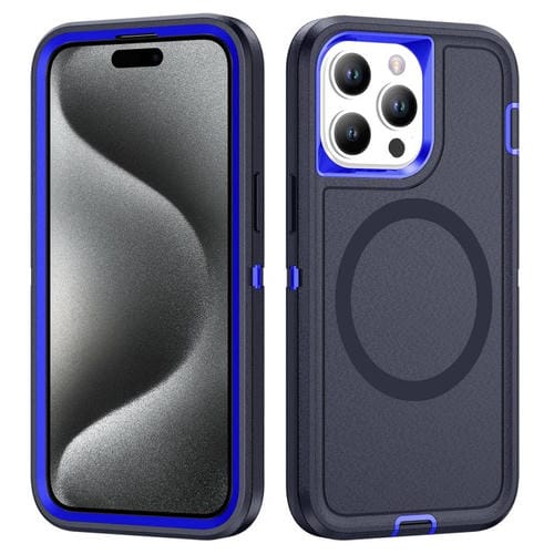 Funda Magnética para iPhone 15 Pro Max Life Resistente al Agua y Golpes (Azul Oscuro y Azul Real)