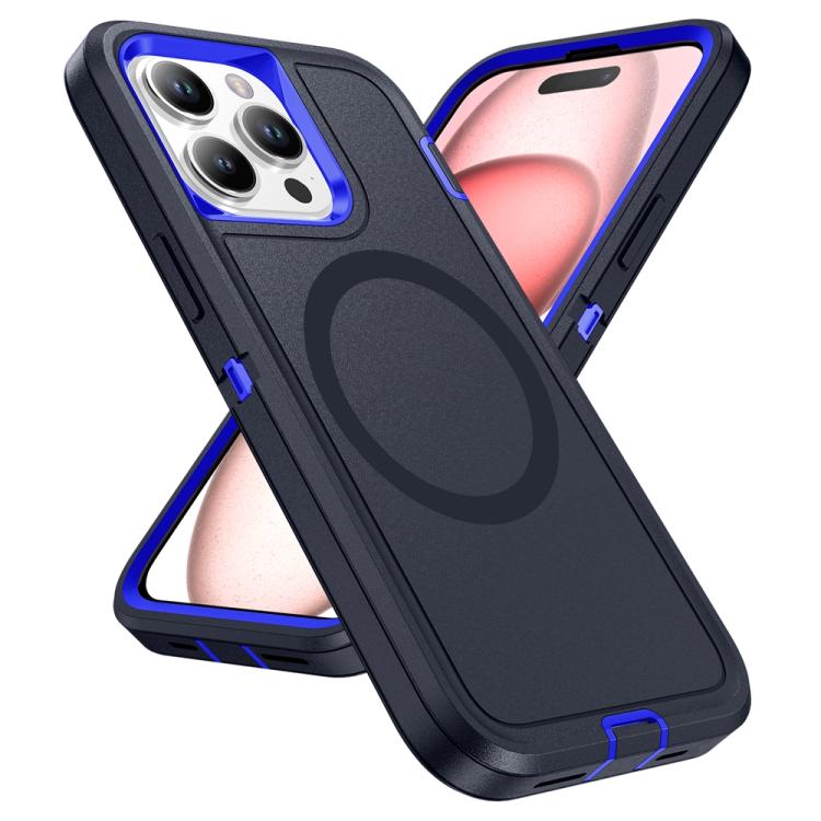 Funda Magnética para iPhone 15 Pro Max Life Resistente al Agua y Golpes (Azul Oscuro y Azul Real)