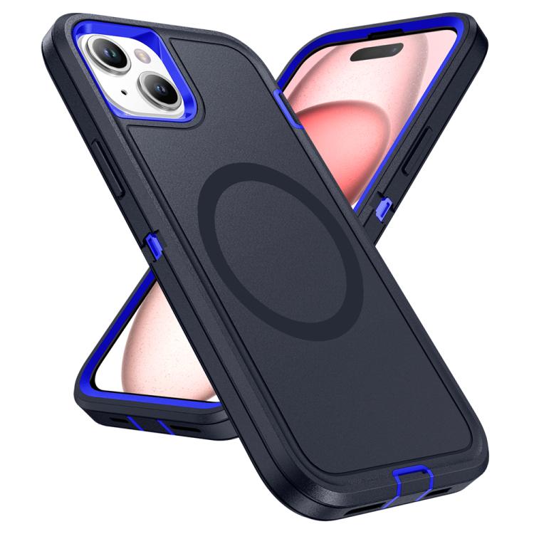Funda Magnética Resistente al Agua para iPhone 14 Plus/15 Plus (Azul Oscuro y Azul Real)
