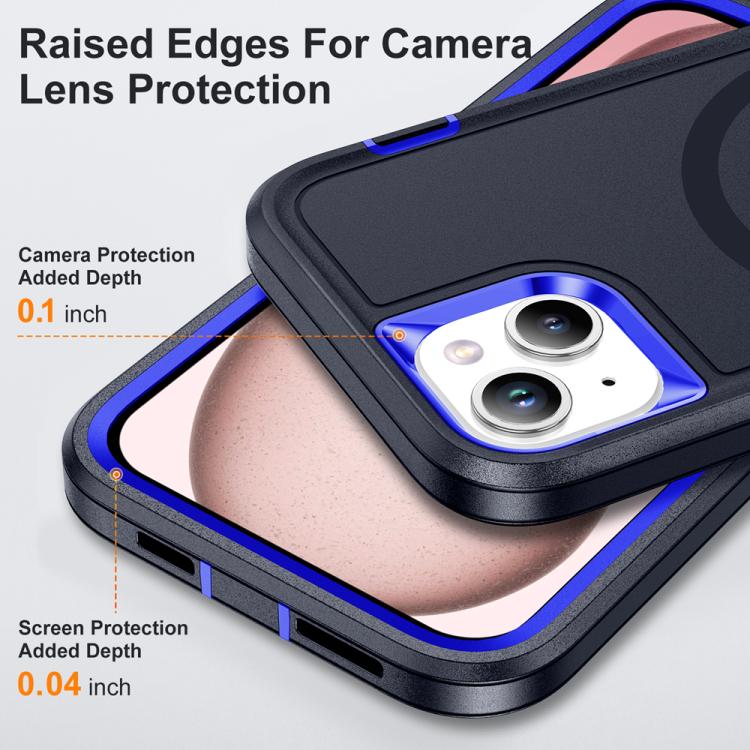 Funda Magnética Resistente al Agua para iPhone 14 Plus/15 Plus (Azul Oscuro y Azul Real)
