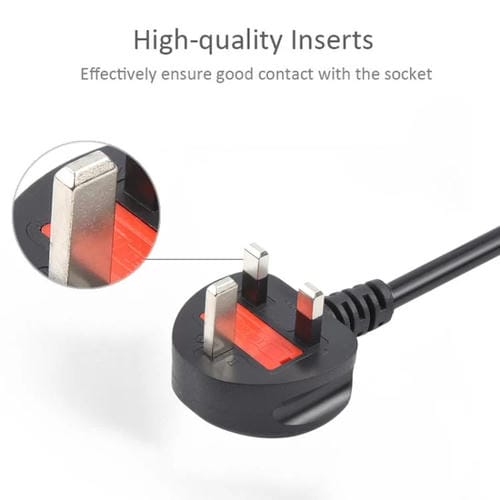 Cable de Alimentación para Ordenador con Enchufe Británico de 3 Pines, 1,8 Metros (Negro)