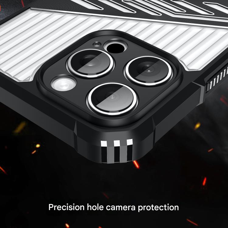 Funda Híbrida TPU para iPhone 15 Pro Max con Soporte para PC (Gris y Negro)