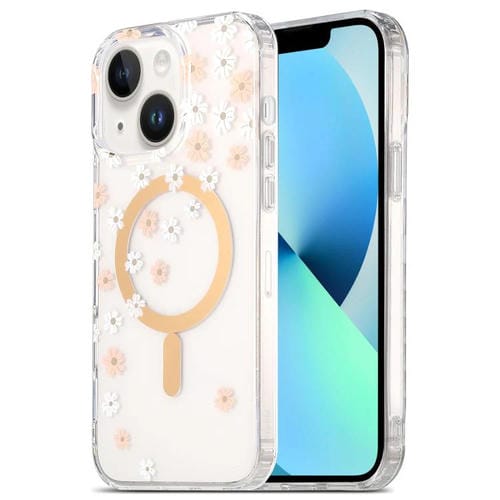 Funda para Teléfono con Laminado de Doble Cara Imd Magsafe para iPhone 13 (Rosa y Margarita Blanca)