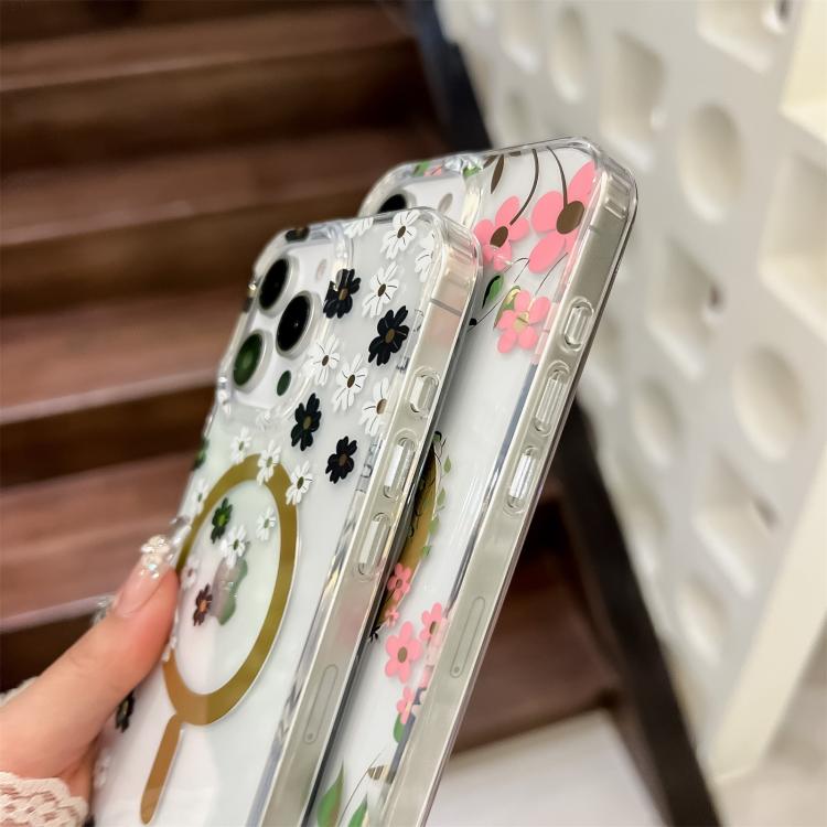 Funda para Teléfono iPhone 15 Plus Laminado Doble Cara Imd Magsafe (Flores Rosas)