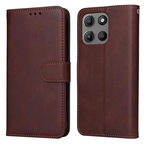 Funda Piel Sintética con Tapa para Motorola Moto G15 y G15 Power (Marrón)