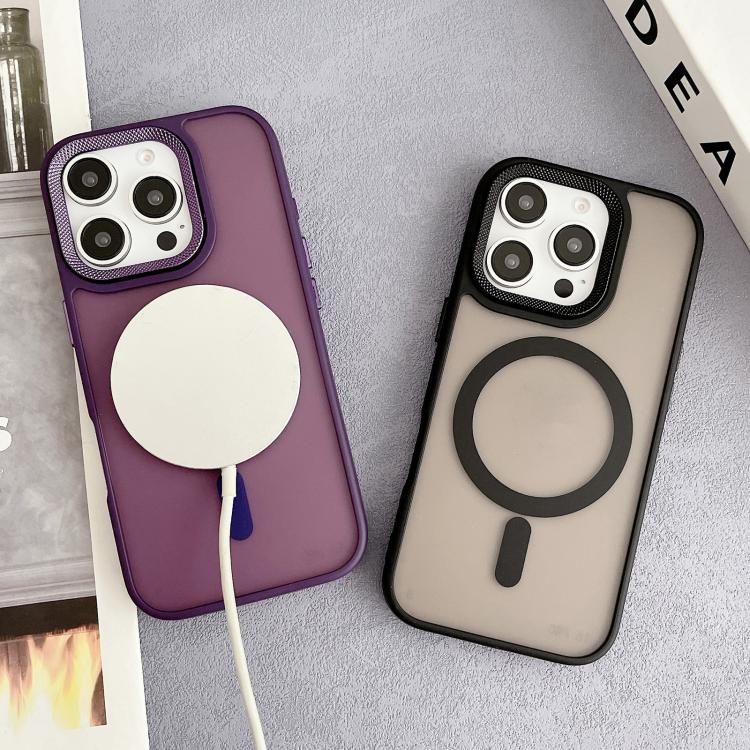 Funda Híbrida TPU y PC con Marco de Lente de Diamante para iPhone 13 Pro Magsafe (Gris)