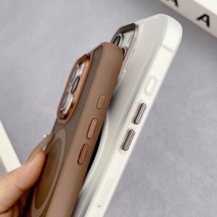 Funda híbrida TPU y PC con Marco de Lente de Diamante para iPhone 13 Pro Magsafe (Blanca)