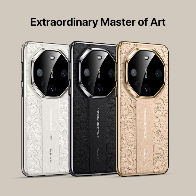 Funda de PC de cuero liso con diseño de dragón en la nube para Huawei Pura 80 Pro / 80 Pro+ 5G (negra)