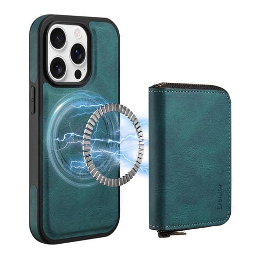 Funda de Cuero con Cremallera Magsafe para iPhone 13 Pro Max Denior D26 Skin Feel (Azul)