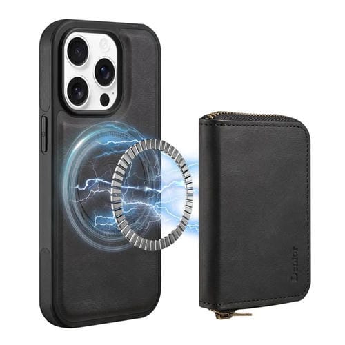 Funda de Cuero con Cremallera Magsafe Denior D26 Skin Feel para iPhone 13 Pro (Negra)