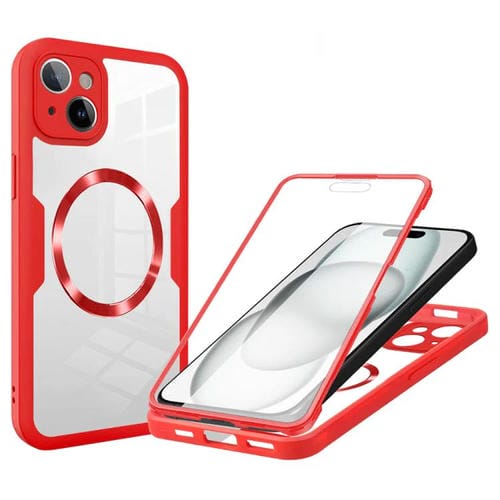 Funda para Teléfono Magsafe iPhone 15 Plus Textura Cd (Roja)