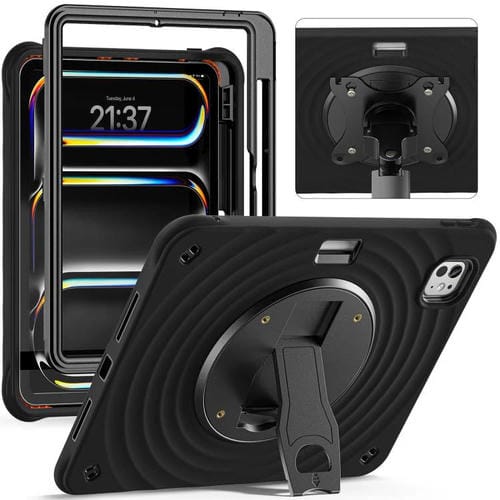 Funda híbrida silicona para iPad Pro 11 (2024) (Negro)