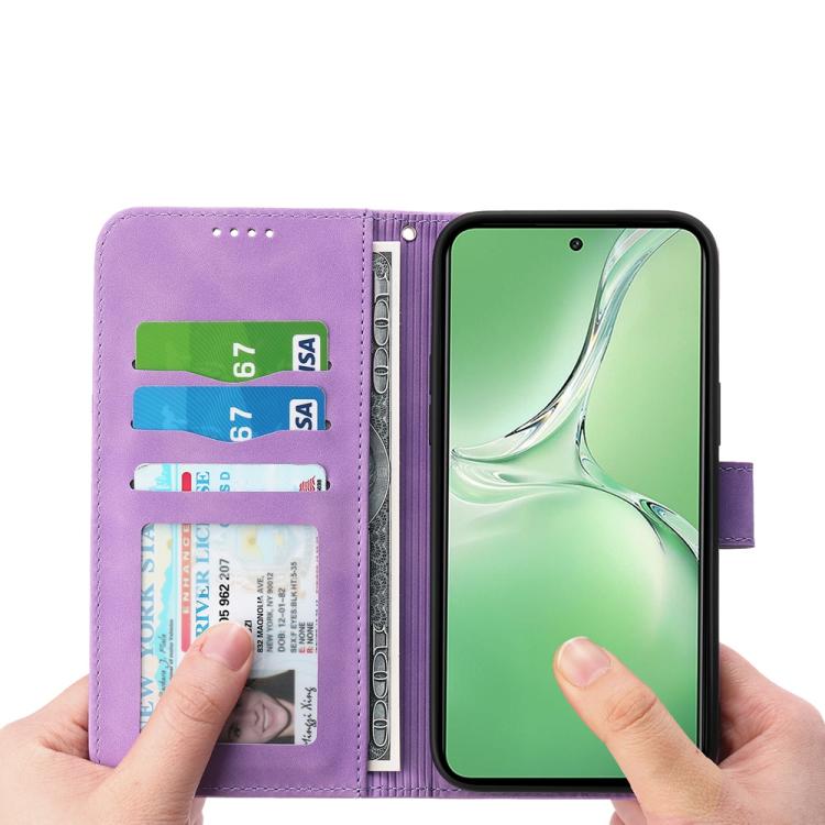 Funda Híbrida de Cuero Pu y TPU Dierfeng Dream Line para OnePlus 13R / Ace 5 / Ace 5 Pro (Morada)